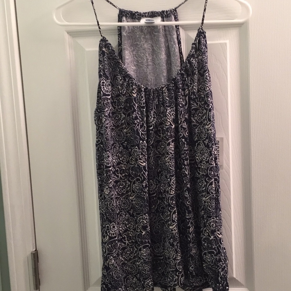 Navy blue and white top